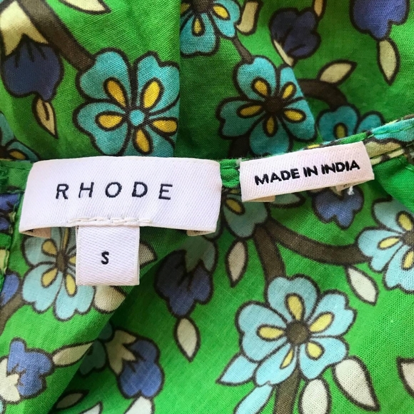 RHODE Floral Patterned Pleated Long Sleeve Summer Dress Womens Size Small - Picture 6 of 8